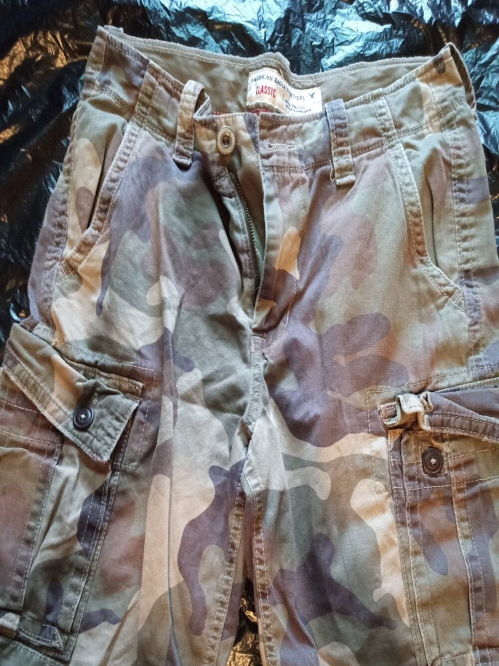 American Eagle Camo Cargo Shorts Green Mens 30